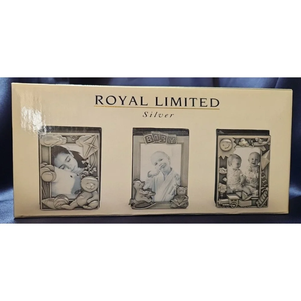 NIB Set of 3 Mini Photo Frames Royal Limited Silver - Round, Oval, Square